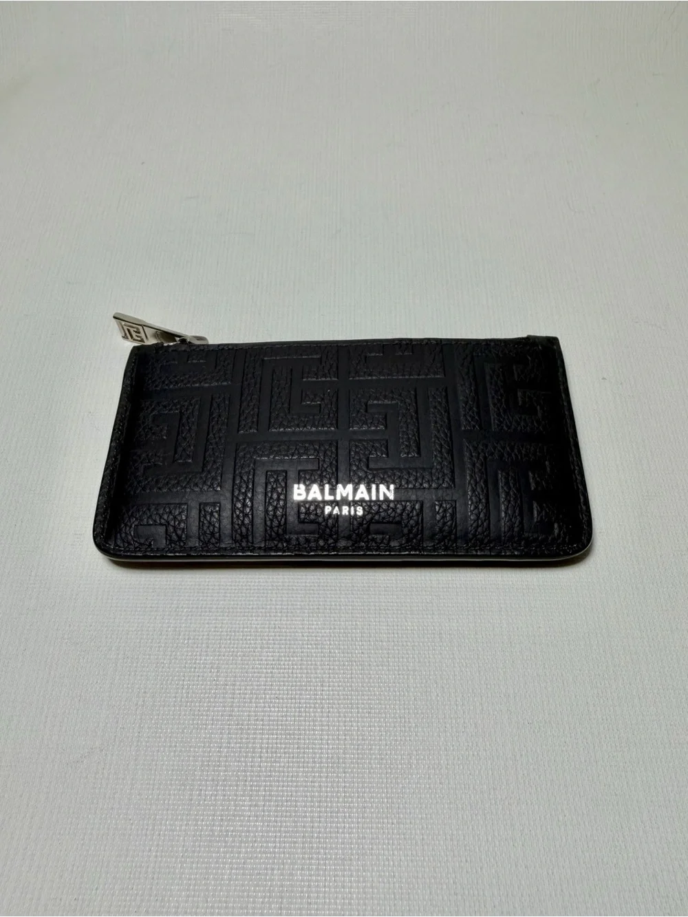 BALMAIN Monogram-Embossed Leather Cardholder